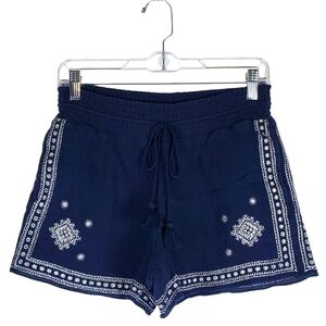 J. CREW FACTORY Navy Embroidered Tassel Shorts Size 4 Boho Resort